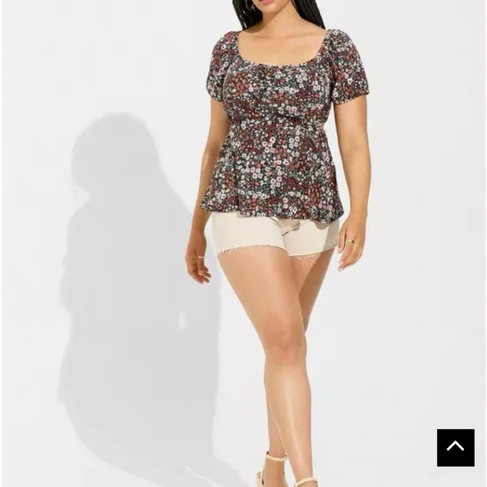 Torrid Babydoll Rayon Slub With Side Cutouts Top